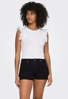 Only ONLMATHILDA S/L Lace Detail Top Regular Fit (15308890) wei&szlig;