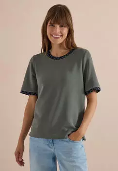 Cecil T-Shirt aus elastischem Materialmix (44686749) dried olive green