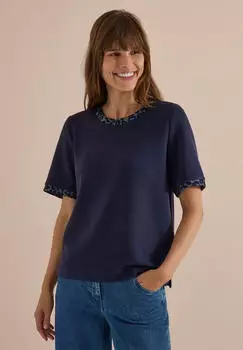Cecil T-Shirt aus elastischem Materialmix (B325683) urban dark blue
