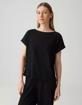 Opus Jerseyshirt mit Crinkle Optik Regular Fit (4255849224223) schwarz