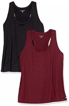 Amazon Essentials Tanktop Schmale Passform 2er-Pack (AZ0003) burgunderrot space-dye/schwarz