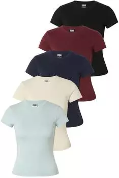 Urban Classics Ladies Short Slim Tee 5-Pack Slim Fit T-Shirt elfenbein/navy/hellblau/bordeaux