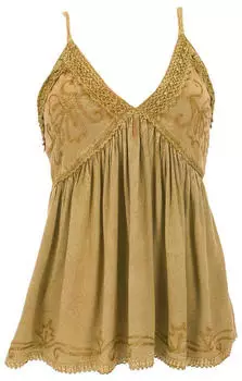 Guru-Shop Besticktes Boho chic Top loose fit (59726) sand