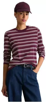 Marc O'Polo Langarmshirt Regular Fit aus Bio-Baumwolle dunkelrot/wei&szlig;