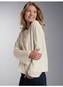 Trigema Longsleeve Langarmshirt mit ausgestellten Ärmeln (56196522) natur