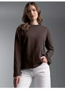 Trigema Longsleeve Langarmshirt mit ausgestellten Ärmeln (540505) mocca
