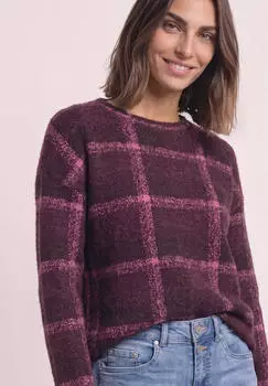 Street One Long sleeve shirt with feather yarn (94836) rustic rouge/pink/bordeaux