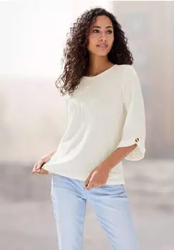 Lascana 3/4-Arm-Shirt mit Knopfdetail aus Waffel Piqu&eacute; (40681063) creme