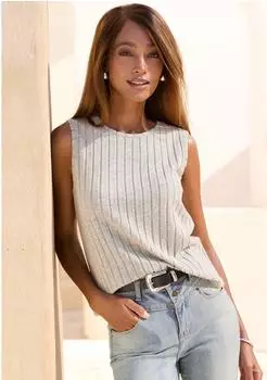 Vivance Dreams Ribbed Tank Top grau meliert