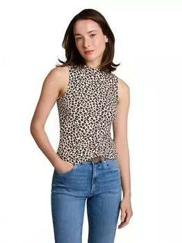 Tom Tailor Denim Basic Top mit Ripp (1052519) beige braun leo print