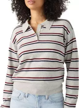 Levi's Super Soft LS Polo Pullover (007VY) jade stripe light grey heather