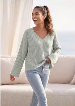 Vivance Dreams Langarmshirt aus Rippware, figurumspielend h&uuml;ftlang (48621004) salbeigr&uuml;n meliert
