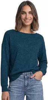 Street One Langarmshirt aus Jersey in Unifarbe (A325923) blue petrol mel.