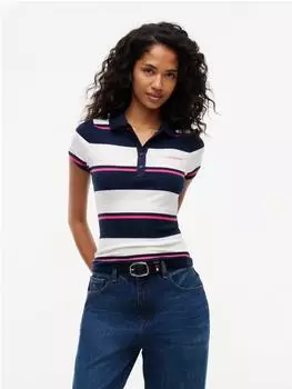 Tommy Hilfiger TJW Slim Script Rib SS Polo Slim Fit (91839334) dunkelblau/pink/wei&szlig;