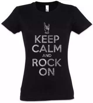 Urban Backwoods Keep Calm and Rock On Damen T-Shirt schwarz