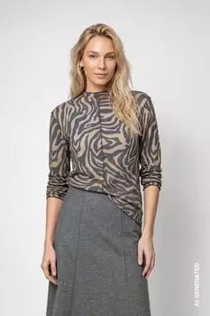 Monari Longsleeve (809830) brown sugar gemustert