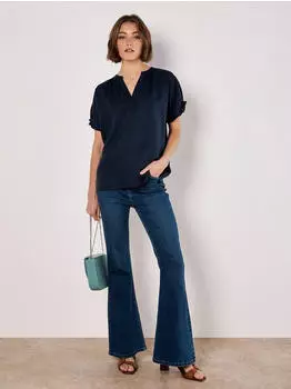 Apricot Fine Rib Ruffle T-Shirt (91146403) navy