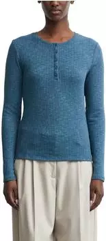 Comma Geripptes Henley-Shirt im Slim Fit petrol 2184584.55W0.