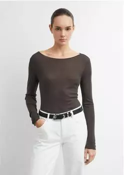 Comma Leichtes Longsleeve mit Wollanteil braun 2185464.8940.