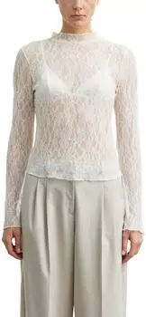 Comma Spitzen-Langarmshirt mit Trompetenärmeln creme 2188161.0401.