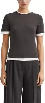 Comma Softes T-Shirt Layering-Optik braun 2182099.8940.