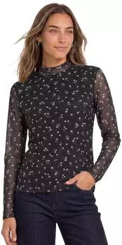 Street One Langarm Mesh-Shirt mit Rundhals und Print (A32585827874)