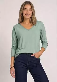 Street One Langarm Shirt mit V-Neck und Spitzendetail (A32606118100)