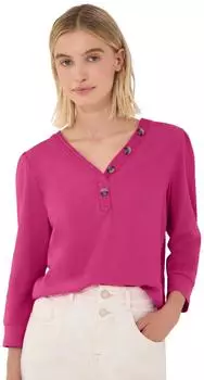Street One 3/4-Arm Shirt mit V-Ausschnitt und Kn&ouml;pfen (F32556017939)