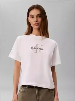 Calvin Klein Monologo Boxy-T-Shirt Wei&szlig; (LV047H802GYAF)