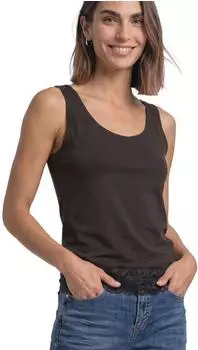 Street One Top mit Rundhals und Spitzenkante (A32583917874) black coffee