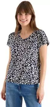 Cecil T-Shirt mit All-Over Print (64002666) urban dunkelblau
