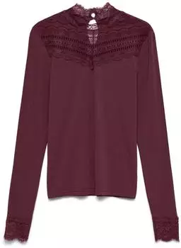 Vero Moda VMSKYE LS Highneck Lace Top Slim Fit Langarmshirt (42783714) windsor wine