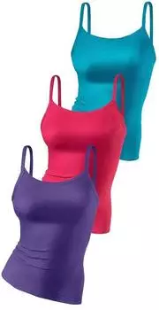 H.I.S Jeans Geripptes Spaghetti Top 3er-Pack (830996) lila/pink/t&uuml;rkis