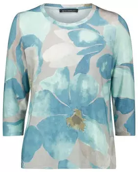 Betty Barclay Kurzarmshirt mit Stehkragen (40377447) petrol/grau