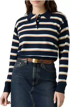 Levi's Super Soft LS Polo Sweater navy/hellblau/orangemeliert/weiß