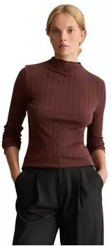 Marc O'Polo Langarmshirt aus Baumwoll-Stretch-Jersey (5000012302) espresso brown