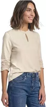 Street One 3232102 Basic Shirt mit R&uuml;schen und Cut-Out-Detail (A326054) pure beige