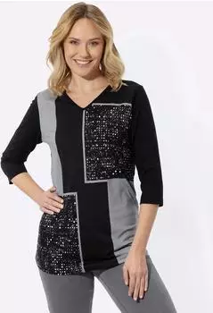 Sieh an! Long Shirt schwarz-grau