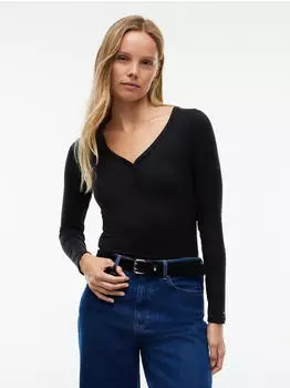 Tommy Hilfiger TJW Slim Henley LS Top Slim Fit Langarmshirt (DW0DW23259) schwarz