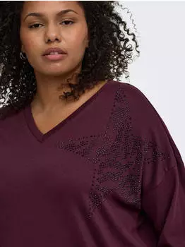 Only CARALBA L/S V-NECK DECO TOP JRS BF Regular Fit (25886740) violett