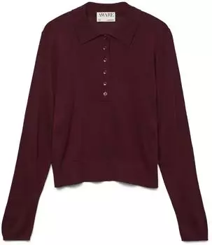 Vero Moda AWSIKITA Gestricktes Poloshirt zinfandel
