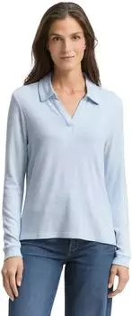 Tom Tailor Cosy Langarmshirt mit V-Ausschnitt, Melange (1048935) light fjord blue melange