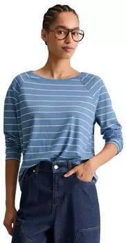 Marc O'Polo Loose Knit Jersey Langarmshirt Relaxed Fit Gestreift (44442705) medium blue