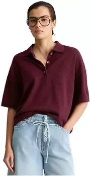 Marc O'Polo Poloshirt aus Crinkled Organic Cotton-Mix (5000008117) merlot red