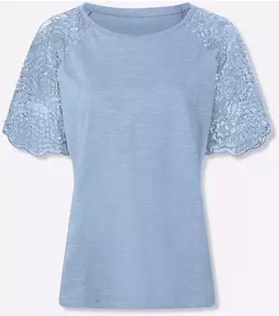 Heine Spitzenshirt mit Rundhals eisblau