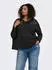Only CARALBA L/S V-NECK DECO TOP JRS BF Regular Fit (34549043) schwarz detail:silber stone leafs