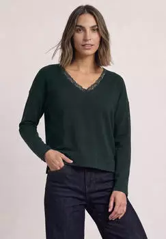 Street One Langarm Shirt mit V-Neck und Spitzendetail (A32606118101)