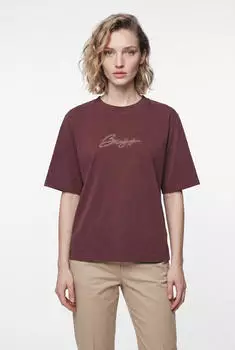 Boss Orange Emma T-Shirt aus reinem Leinen, Rundhals (36361913) medium red 614