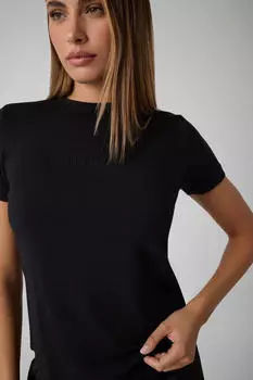 Guess MARIKA T-Shirt mit Logostickerei Modalmix (O6GI00-KBF92) jet black a996