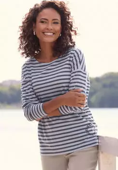 Elbsand Tooske Langarmshirt mit Ringelmuster (72697254) hellblau/graphit